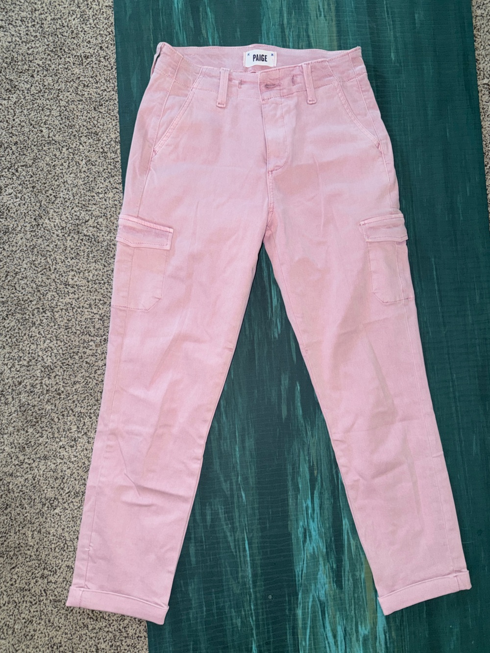 PAIGE Light Pink Skinny Cargo Pants